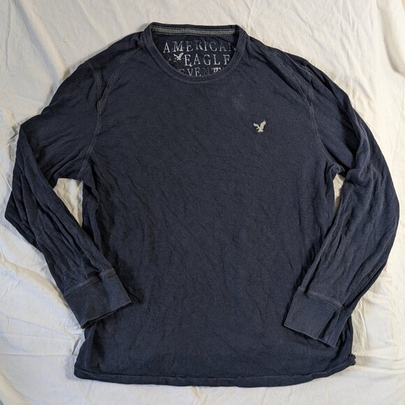 AMERICAN EAGLE SEVENTY SEVEN MEN'S LONG SLEEVE SHIRT XXL DARK NAVY BLUE - Picture 15 of 15